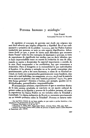 Luis Farré, Persona humana y axiología | Mendoza 1949