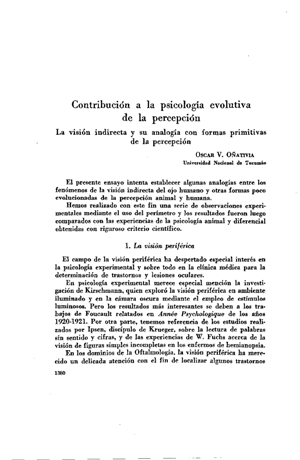 Oscar V. Oñativia, Contribución a la psicología evolutiva de la percepción | Mendoza 1949