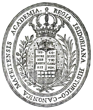 Sello de Real Academia de Sagrados Cánones, Madrid 1784