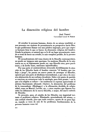 Jos&eacute; Todol&iacute;, La dimensi&oacute;n religiosa del hombre | Mendoza 1949