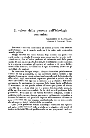 Guglielmo da Castellana, Il valore della persona nell'ideologia comunista | Mendoza 1949