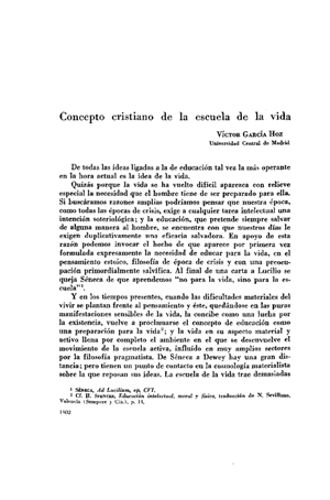 Victor García Hoz, Concepto cristiano de la escuela de la vida | Mendoza 1949