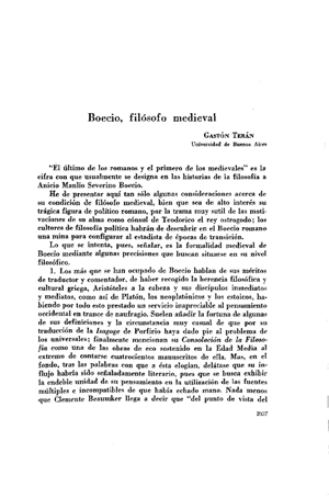 Gastón Terán, Boecio, filósofo medieval | Mendoza 1949
