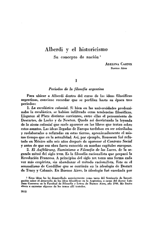 Adelina Castex, Alberdi y el historicismo. Su concepto de nación | Mendoza 1949