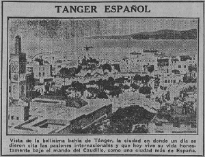 Tánger español. Vista de la bellísima bahía de Tánger, la ciudad en donde un día se dieron cita las pasiones internacionales y que hoy vive su vida honestamente bajo el mando del Caudillo, como una ciudad más de España foto