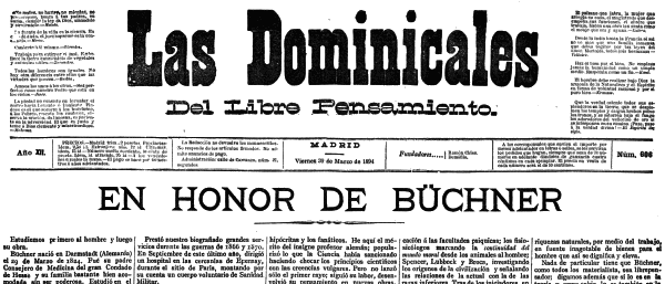 Las Dominicales del Libre Pensamiento, En honor de Büchner, 1894