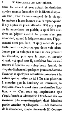 Caro, Le pessimisme au XIX, Hachette, Paris 1878, pg 6