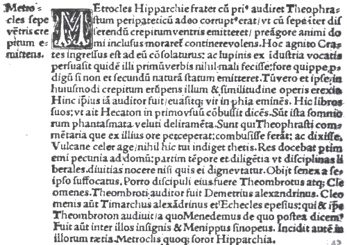 Metrocles en Diogenis Laertii historiographi de philosophorum vita, 1510