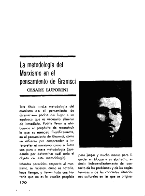 Cesare Luporini, La metodología del marxismo en el pensamiento de Gramsci, Pensamiento Crítico, número 2-3, marzo-abril 1967 Pensamiento Crítico