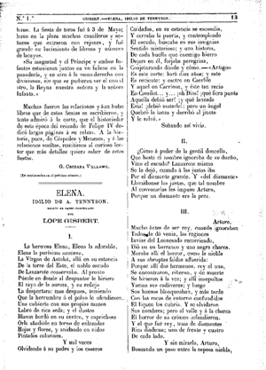 Lope Gisbert, Elena. Idilio de Alfredo Tennyson, 1874