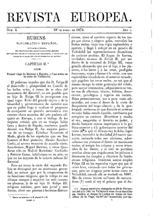 Gregorio Cruzada Villamil, Rubens, diplomático español, 1874