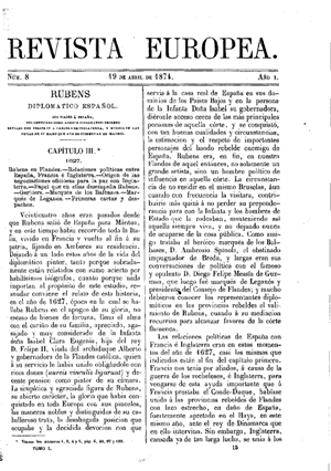 Gregorio Cruzada Villaamil, Rubens, diplomático español, 1874