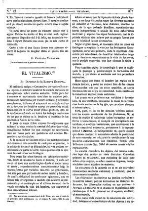 Dr. Calvo y Martín, El vitalismo, 1874