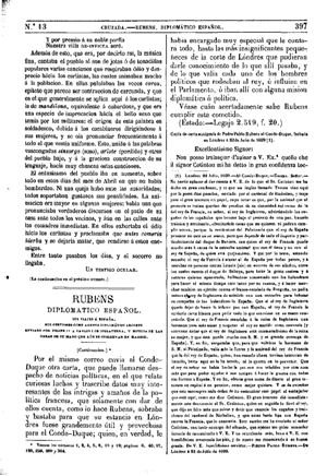 Gregorio Cruzada Villaamil, Rubens diplomático español, 1874