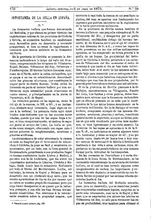 Román Oriol, Importancia de la hulla en España, 1875
