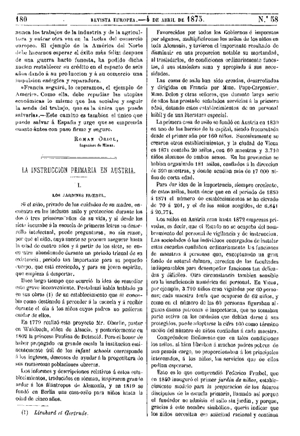 Enrique Wiener, La instrucción primaria en Austria, 1875