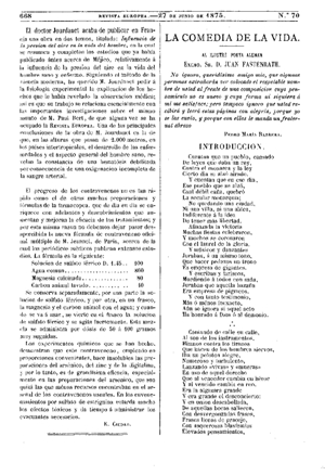 Pedro María Barrera, La comedia de la vida, 1875
