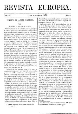 Antonio Rodríguez Villa, Etiquetas de la Casa de Austria, 1875